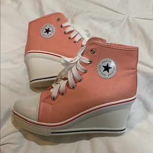Pink Converse Style Tennis Shoe Wedge Heel